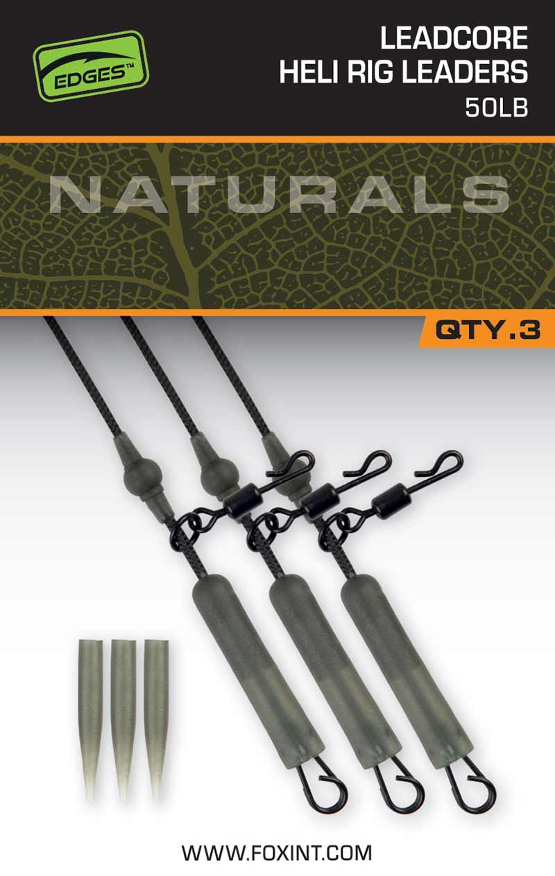 Fox Naturals Leadcore Heli Rig Leaders x 3