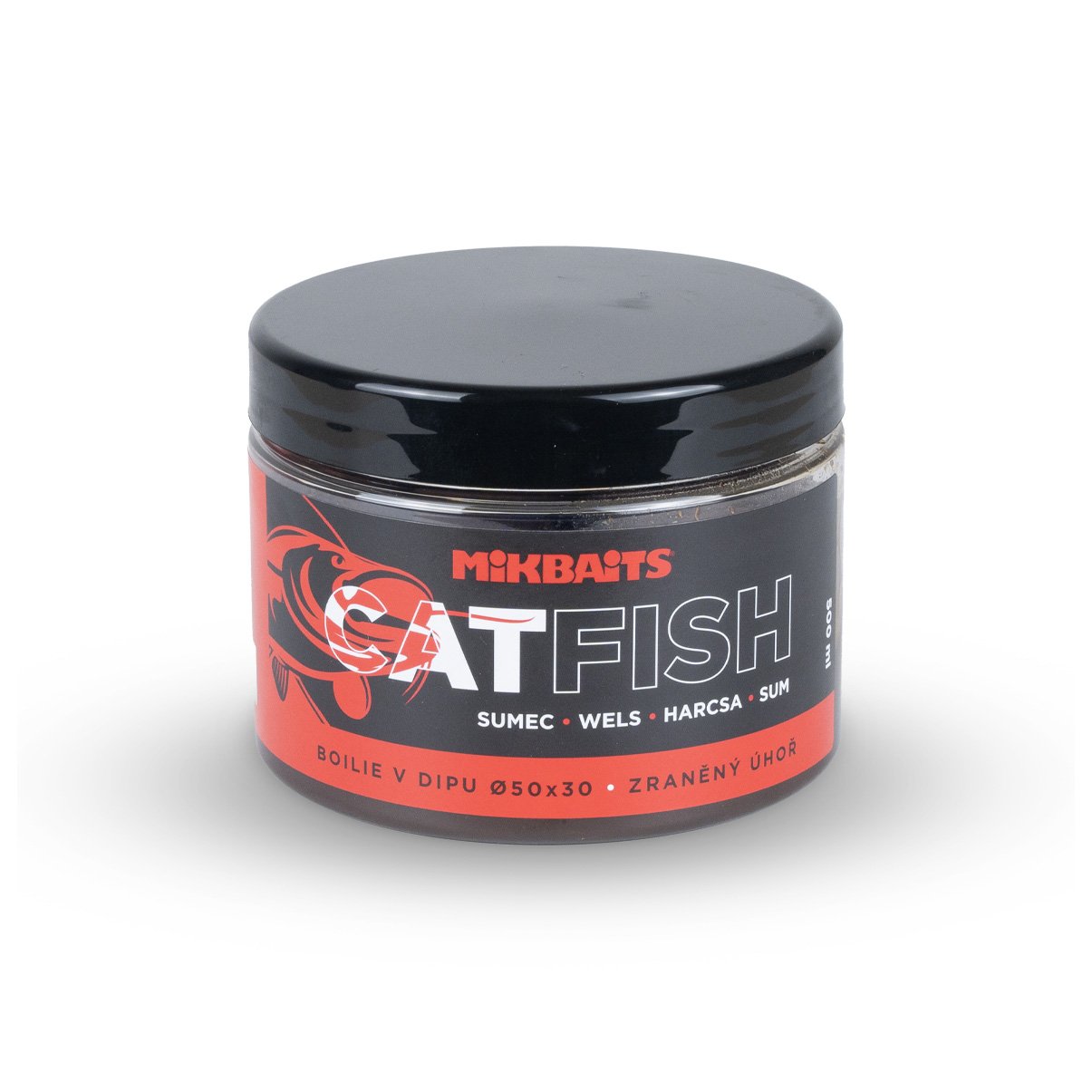 Mikbaits Catfish sumec řada - Zraněný úhoř 30x25mm boilie v dipu 500ml