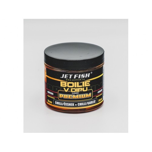 Jet Fish Premium clasicc boilie v dipu 200ml 20mm - CHILLI/ČESNEK