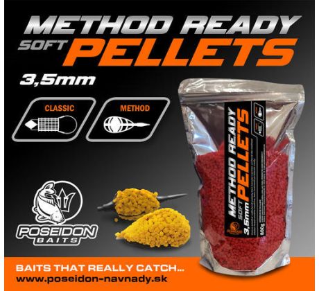 Poseidon Baits Ready METHOD pellet 800g - Jahoda