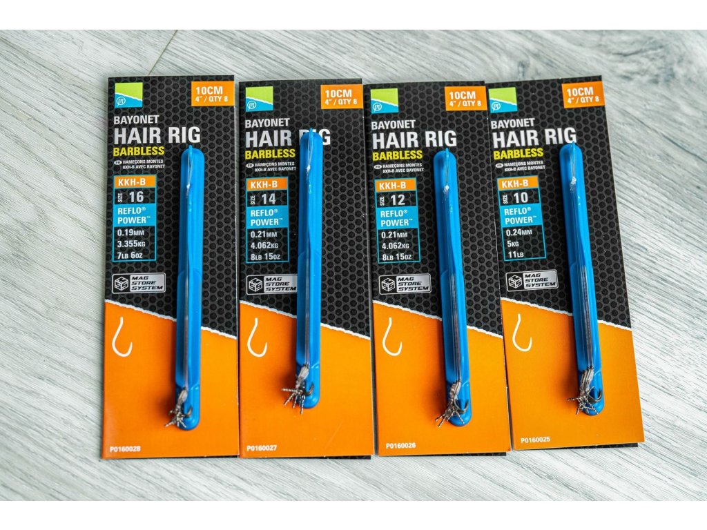 Preston BAYONET Hair Rig Barbless KKH-B 10cm vel. 10 10ks