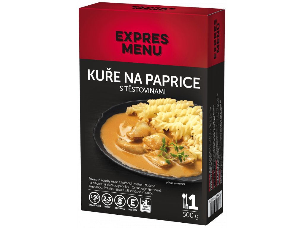 EXPRES MENU - Kuře na paprice s těstovinami 500g (1 porce)