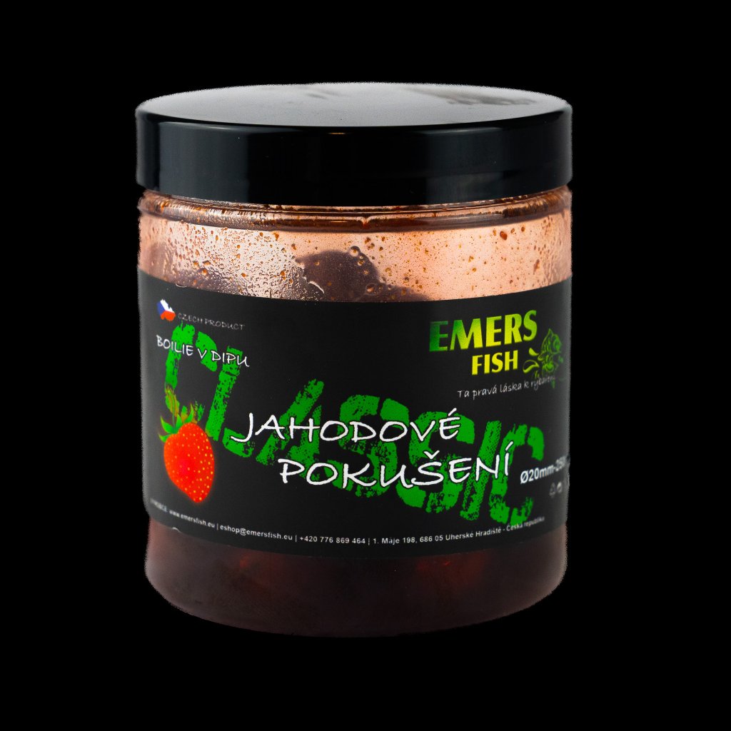 EMERS FISH - Classic Boilie v dipu 20mm 250g - Jahodové pokušení