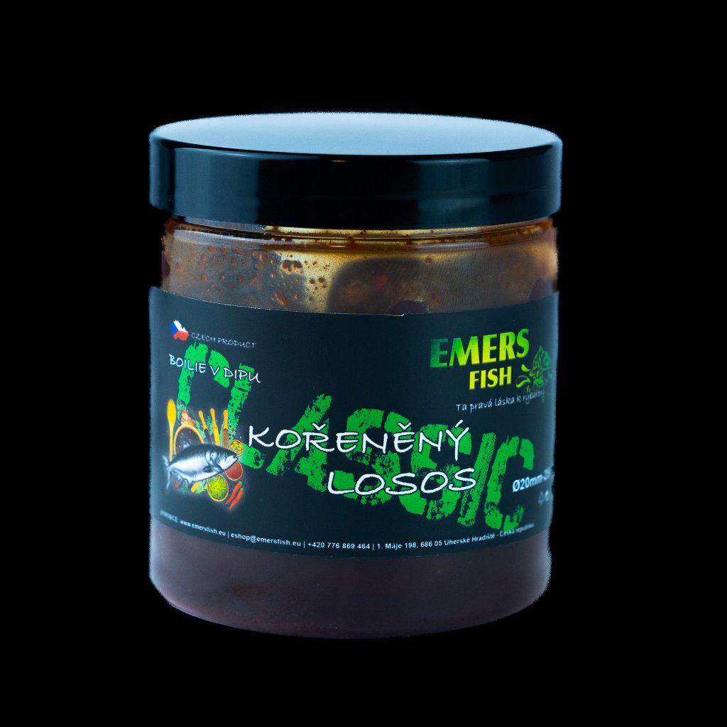 EMERS FISH - Classic Boilie v dipu - 20mm 250g - Kořeněný losos