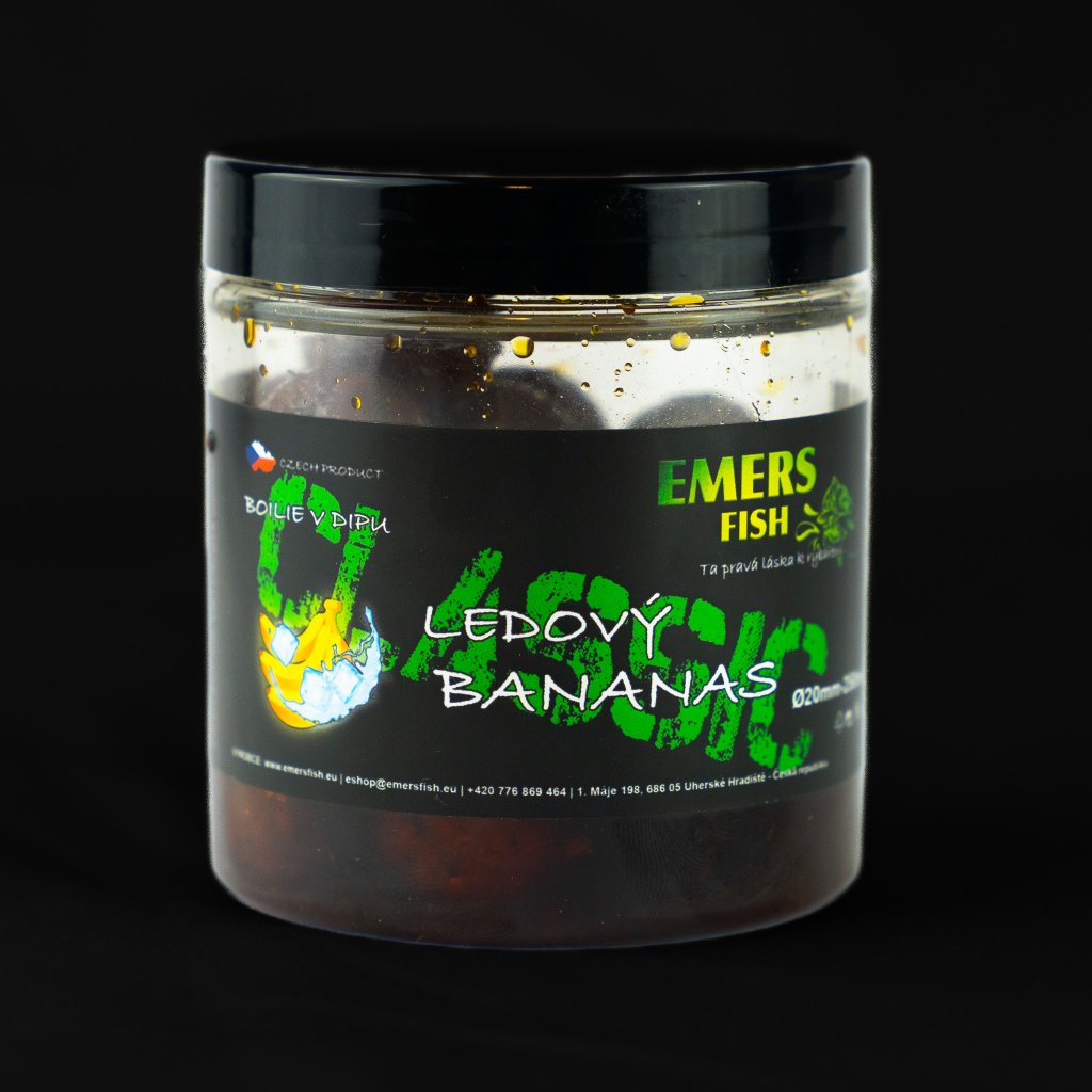 EMERS FISH - Classic Boilie v dipu 20mm 250g - Ledový Bananas