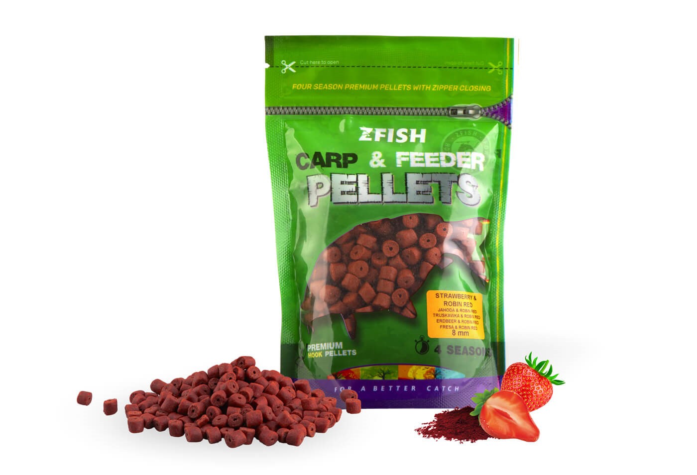 ZFISH CHYTACÍ PELETY CARP & FEEDER STRAWBERRY ROBIN RED 8MM/200G