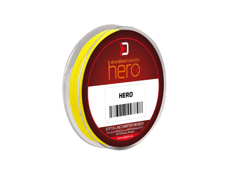 Delphin HERO 4 / fluo žlutá 0,20mm 13,2kg 15m Varianta: 0,20mm 13,20kg 15m