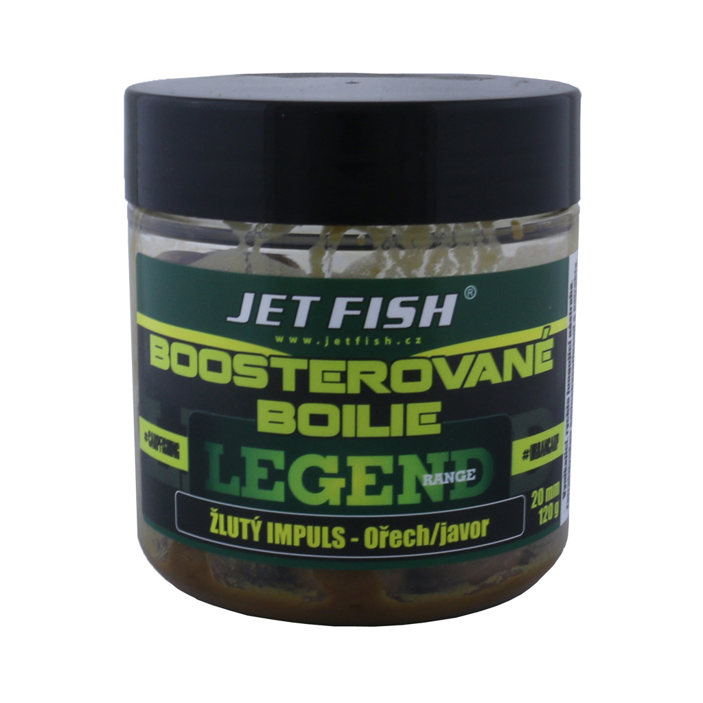Jet Fish Legend Range Boostrované boilie 120g 20mm - ŽLUTÝ IMPULS OŘECH/JAVOR