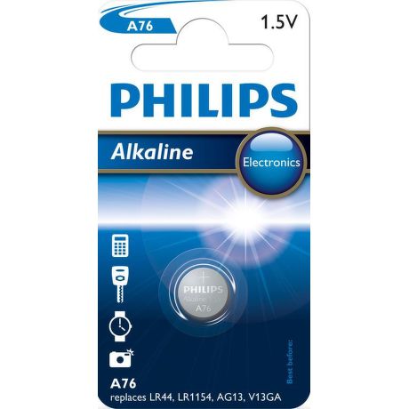 Baterie Philips A76 LR44 1,5V alkalická
