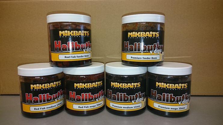 Mikbaits Halibutky v dipu 250ml 20mm - RED FISH HALIBUT