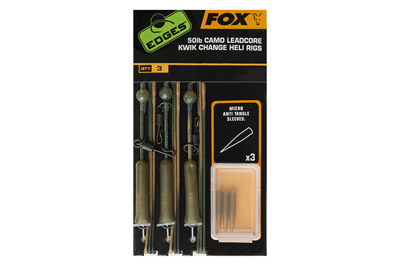 Fox EDGES 50LB CAMO LEADCORE KWIK CHANGE HELI RIGS