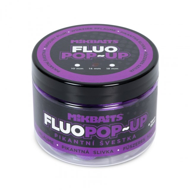 Mikbaits Plovoucí Fluo Boilie 150ml 14mm - Pikantní švestka