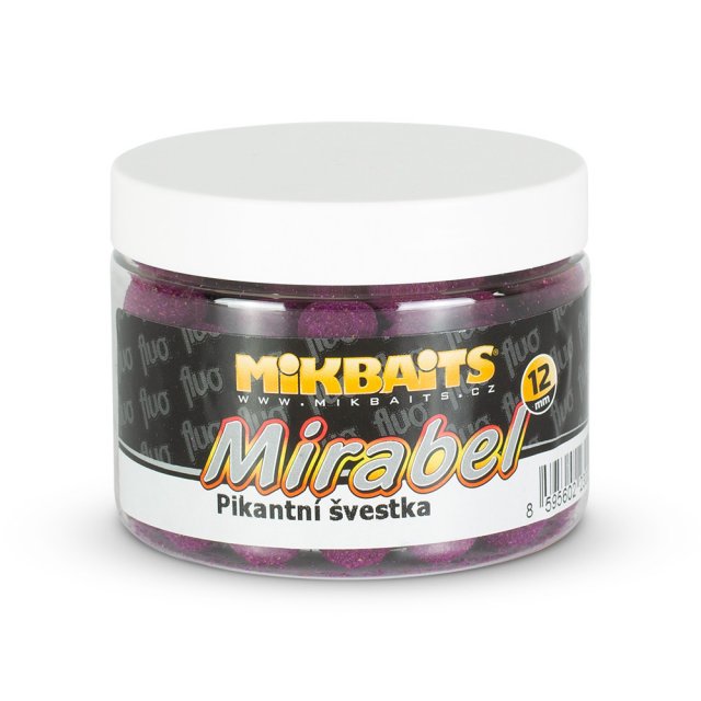 Mikbaits Mirabel Fluo boilie 150ml - Pikantní Švestka 12mm