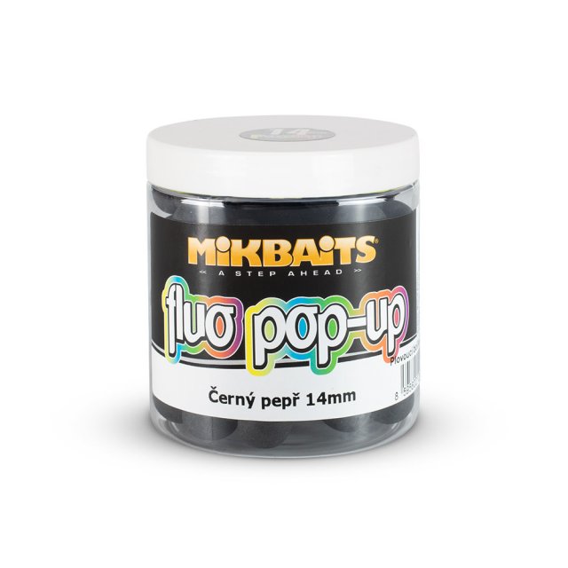 mikbaits Plovoucí fluo boilie 250ml - Černý pepř 14mm