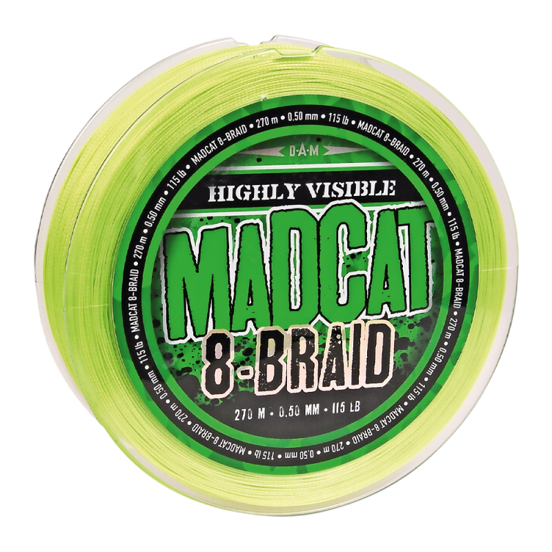 Mad 8-BRAID 270M 0.40MM 40.8KG 90LBS HI VIS YELLOW 270M - 0.40MM / 40.8KG / 90LBS