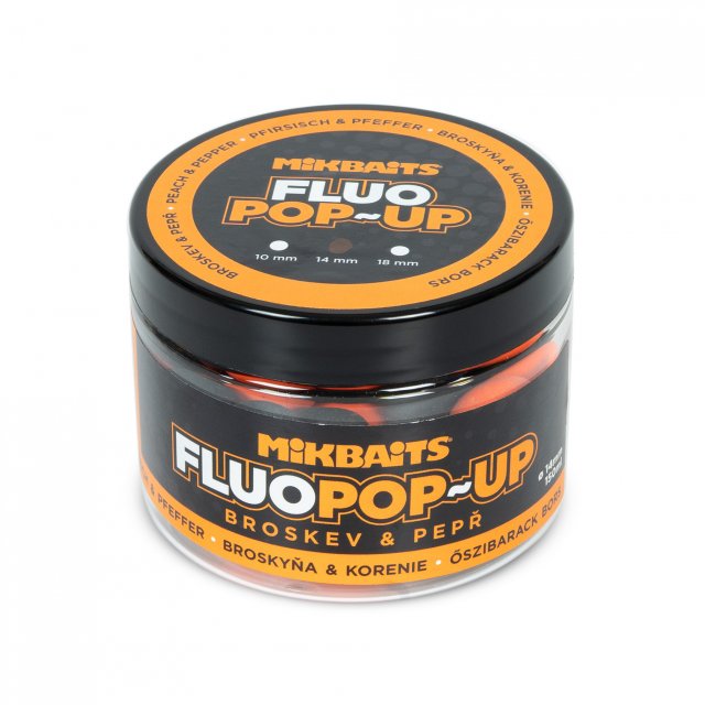 Mikbaits Plovoucí fluo boilie 150ml - Broskev Pepř 14mm