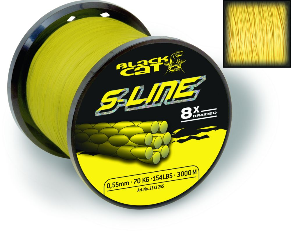 Black Cat šňůra ?0,55MM BLACK CAT S-LINE 1M 70KG, 154LBS ŽLUTÁ