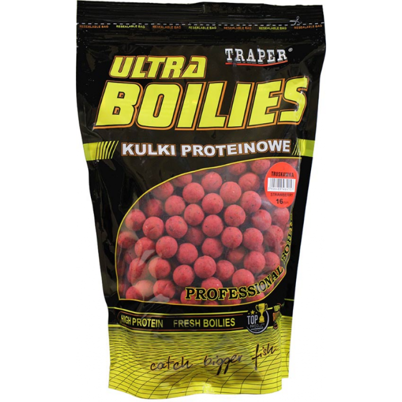 Traper Ultra Boilies 16mm 500g - JAHODA