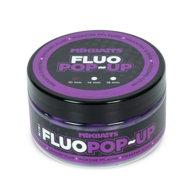 Mikbaits mini plovoucí fluo boilie 100ml Pikantní švestka 10mm