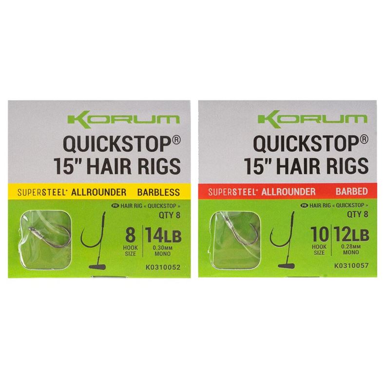 Korum Hotové návazce BIG FISH QUICKSTOP HAIR RIGS Barbed 38cm 10