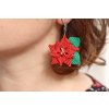 Vianočná ruža - ručne robené macramé náušnice