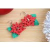 Vianočná ruža - ručne robené macramé náušnice