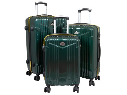 Green travel set of 3 suitcases