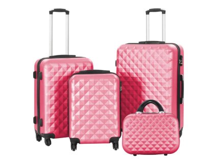 Pink set of travel suitcases 4 pcs