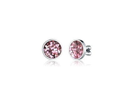 dětské náušnice s růžovými třpytky