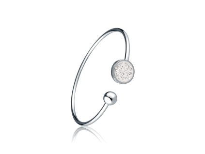 stříbrný ocelový náramek se třpytky