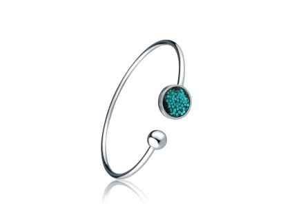 ocelový náramek se zelenými třpytky