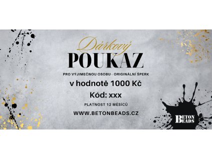 Dárkový poukaz – 1 000 Kč Dárkový poukaz v hodnotě 1 000 Kč je skvělou volbou, pokud chcete obdarovanému dopřát možnost vybrat si přesně to, co mu udělá radost. Poukaz vám můžeme zaslat buď elektr