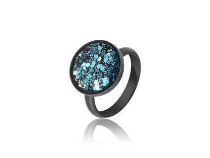 černý prsten s metalickými třpytky