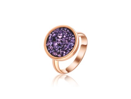 rose gold prsten s fialovými sklíčky