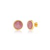 dětské náušnice s růžovými třpytky ve zlatém provedení