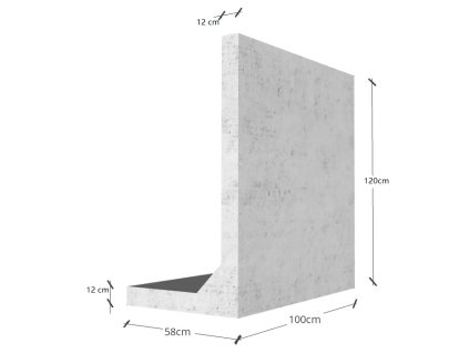 Masívny betónový L-panel 58x100x120 cm s hrúbkou 12 cm pre oporné múry