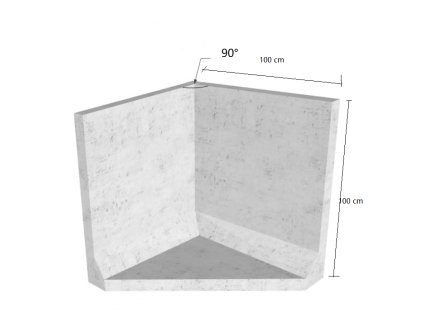 Betónový rohový L-panel 90° 100x100x100 cm s hrúbkou 8 cm pre oporné múry