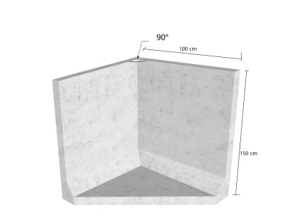 Betónový rohový L-panel 90° 100x100x150 cm s hrúbkou 12 cm na oporné múry