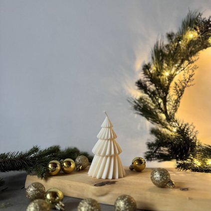 Bílá sojová svíčka stromeček L