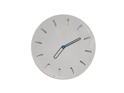 Betonové hodiny - 31 cm - šedý mikrobeton s modrou vteřinovkou