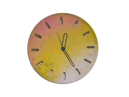 Betonové hodiny - 31 cm - šedý mikrobeton s rúžovožlutým gradientem