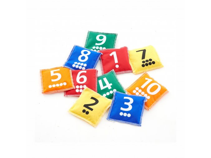 Number and dot bean bags (10 pc) / Pytlíčky s tečkami a čísly (10 ks)