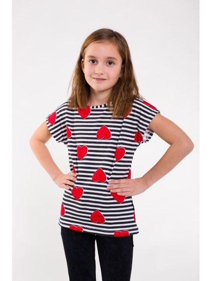 Dívčí tričko SRDÍČKA dlouhý rukáv