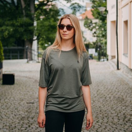 Funkční unisex tričko merino Vagus Kolektif - Khaki