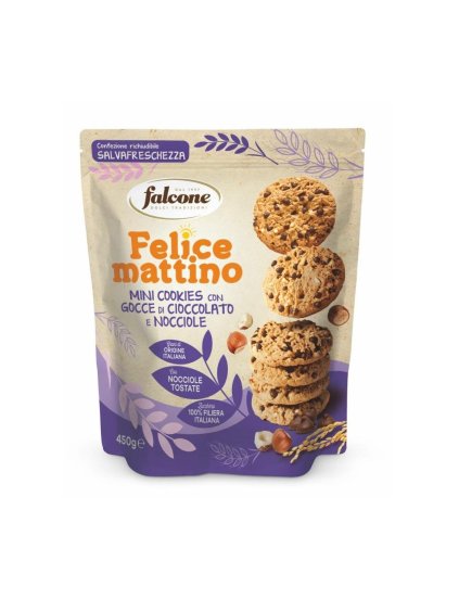 Felice mattino, Frollini mini COOKIES, cioccolato e nocciole, Falcone, 450g