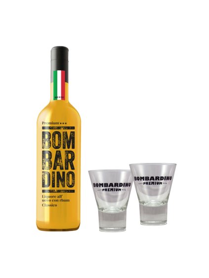 Bombardino Premium® CLASSICO 1.0L, 17% Vol., MADE IN ITALY, 2x bicchieri