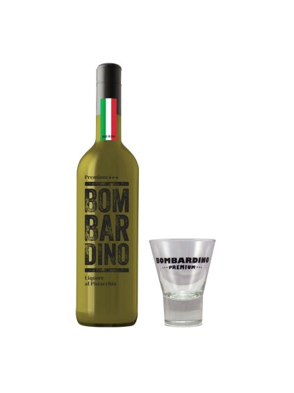 Bombardino Premium® al PISTACCHIO 1L, 17% Vol., Italy + 1x glass of Bombardino Premium®, MADE IN ITALY