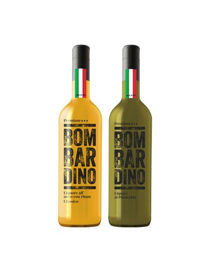 BOMBARDINO PARTY:  Bombardino Premium® al PISTACCHIO 1L + Bombardino Premium®  CLASSICO 17% Vol., MADE IN ITALY