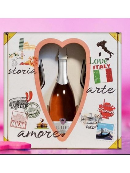 Gift box with 2 glasses of Rosé Prosecco Millesimato Vitevis Winery, 11.5% 0.75l