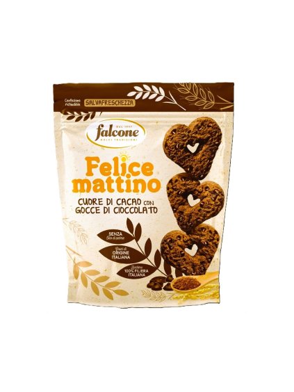 Felice mattino, kakaová srdíčka s kousky čokolády, Falcone, Itálie,  500g